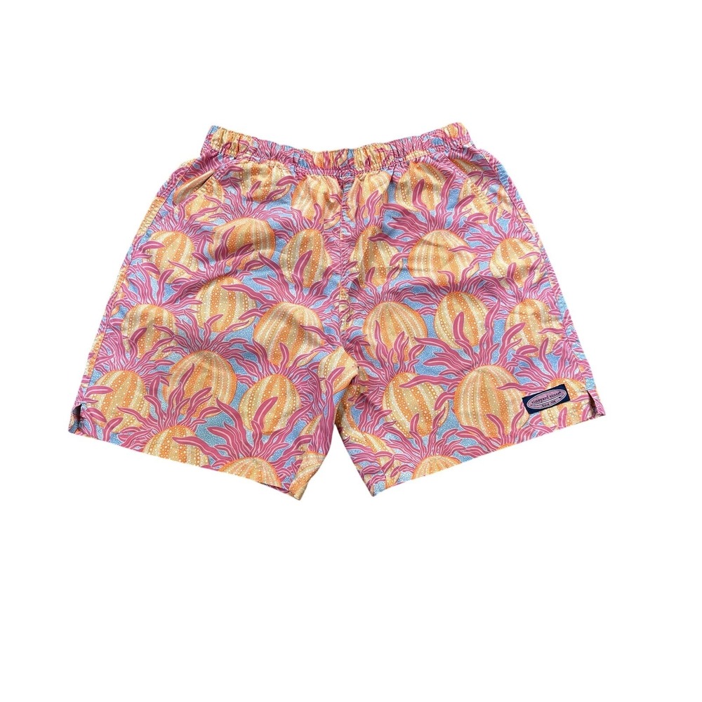 Vineyard Vines Mens Swim Trunks Shorts Medium Colorful Orange Pink Graphic Ocean